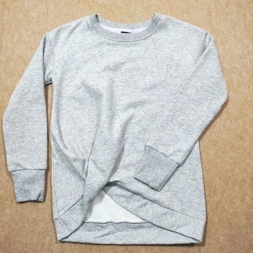 All In Motion Girls Heather Gray Fleece Front Twist Sweat Shirt -Q